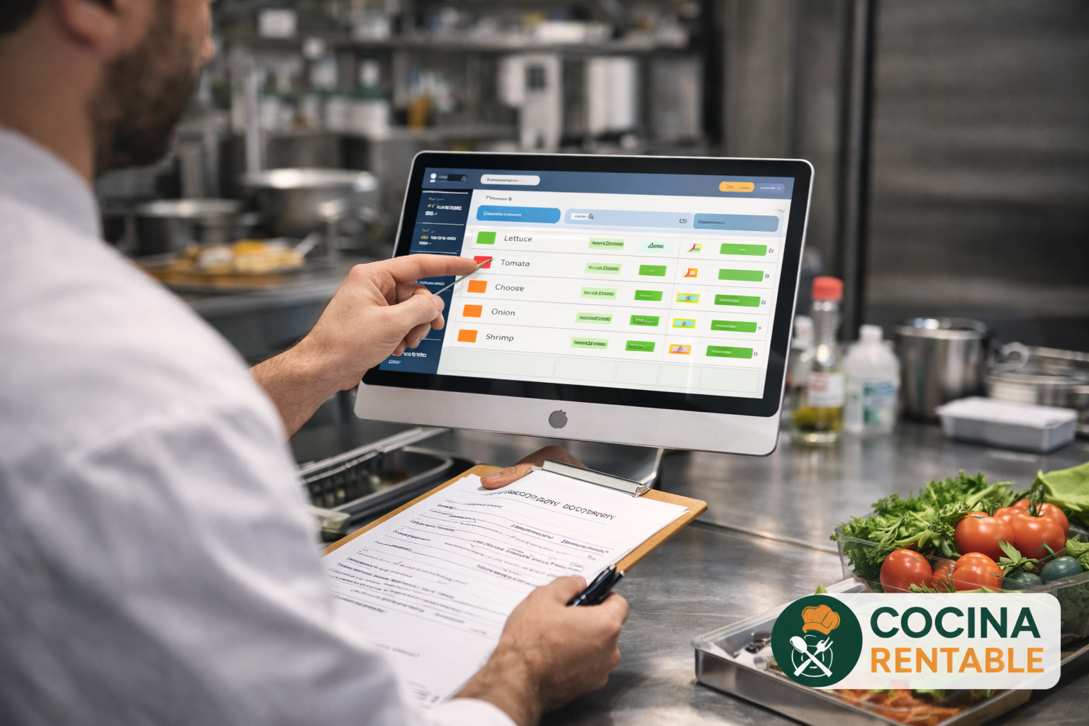 Control digital de inventario en cocina profesional