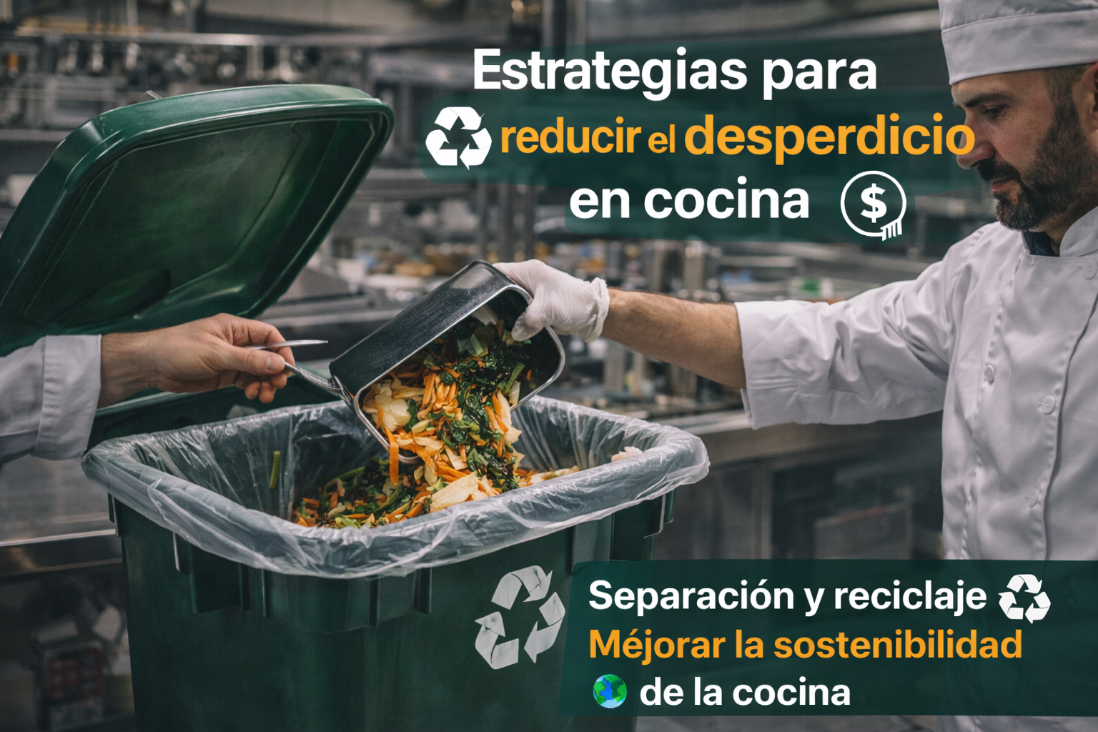 Separación y reciclaje de residuos en cocina profesional